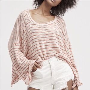 We The Free People Striped Island Girl Lightweight Oversized Sweater Top Large